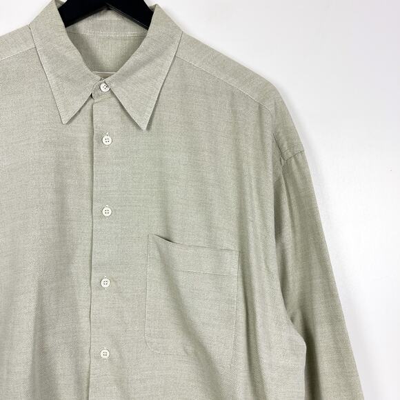 Ermenegildo Zegna Soft Large 43 17 Cotton Dress Shirt Gray Sage Green - Picture 2 of 9